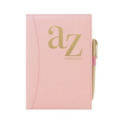A5 A-Z Index Address Book Telephone With Pen - Pink