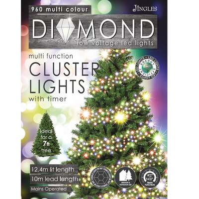 Multi-Coloured LED Multi-Function Christmas Cluster Lights - 960 & 2000, 960 LEDs
