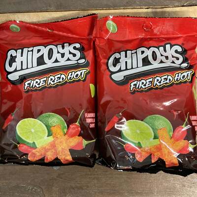 3x Chipoys Fire Red Hot Rolled Tortilla Corn Chips Bags (3x113g)
