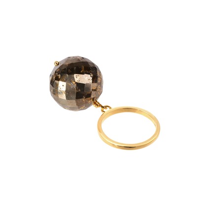 Bubble Pyrite Gold Ring (size adjustable)