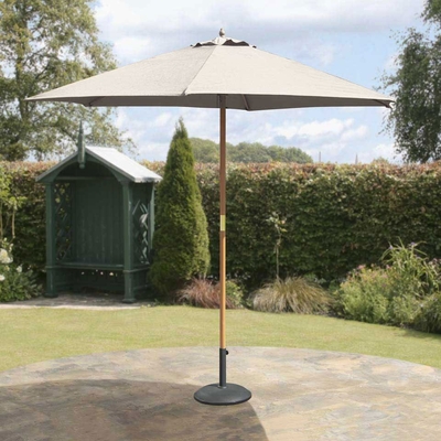 Suntime Outdoor 2.7m Off-White Garden Hardwood Market Parasol - Pulley Operated *2023 Special*
