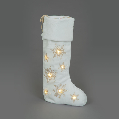 60cm Free Standing Christmas Stocking with Warm White LED Lights Snowflakes
