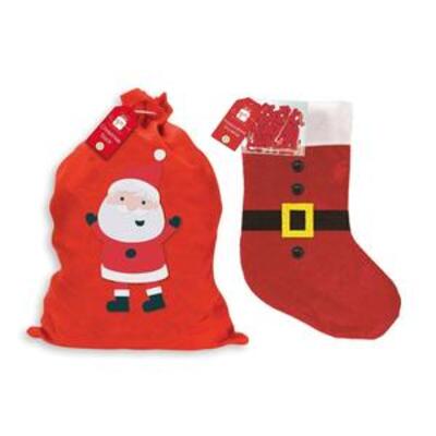 Large Santa Christmas Sack & Stocking With self-adhesive letters