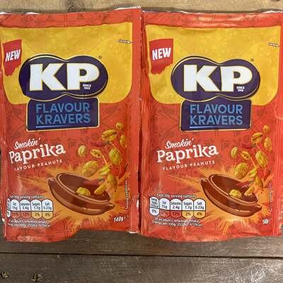 2x KP Flavour Kravers Smokin’ Paprika Flavour Peanuts Bags (2x140g)