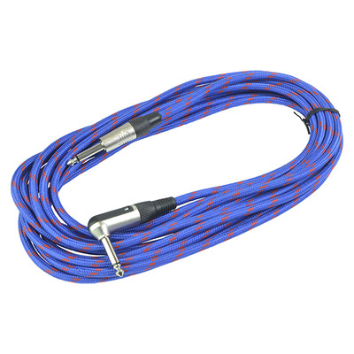 Guitar Lead 3m Braided Straight to Right Angle 1/4" 6.3mm - Blue