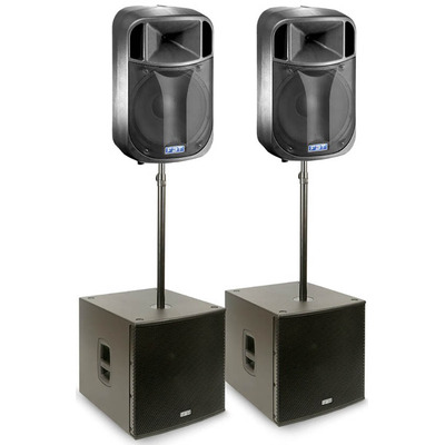 FBT J Series J12A & Subline 118SA Active Speaker Package 3200W Black/White Includes Poles & Covers