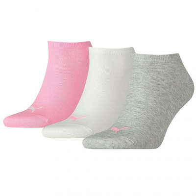 Puma Unisex Plain 3P Socks - White/Pink/Gray