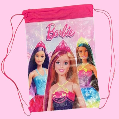 Girls Barbie Draw Pull String Sports Swim PE Gym School Bag