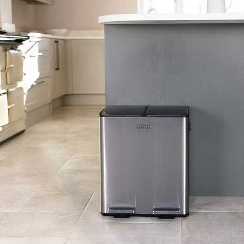 30L Double Compartment Kitchen Bin - 2x 15L