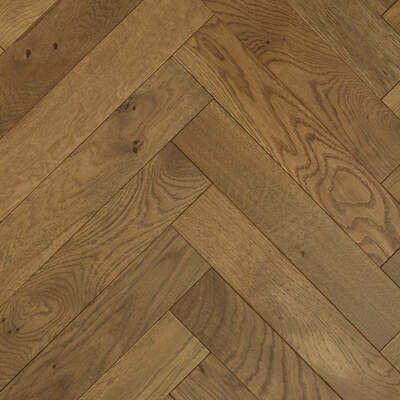 Lusso Genoa Smoked Golden Brushed and Oiled Rustic Herringbone Solid Oak Flooring – Lusso
