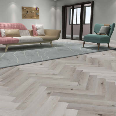 Lusso Portofino Herringbone White Oak Glue Down LVT Vinyl Flooring – Lusso