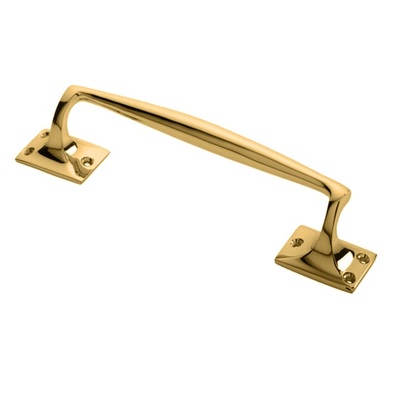 Carlisle Brass Pub Style Pull Handle On Square Rose (250mm Length), Polished Brass - AA92 POLISHED BRASS - 250mm