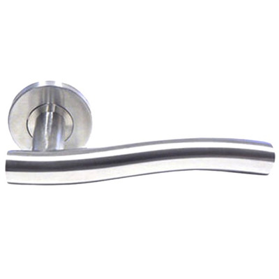 Consort Chicane Lever On Round Rose, Satin Stainless Steel Door Handles - CH699SS (sold in pairs) SATIN FINISH