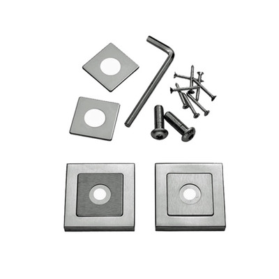 Eurospec Square Rose Packs, 8mm x 52mm, Duo Finish Polished & Satin Stainless Steel - SSR1405SSS/DUO SQUARE ROSE PACK - DUO FINISH POLISHED & SATIN STAINLESS STEEL