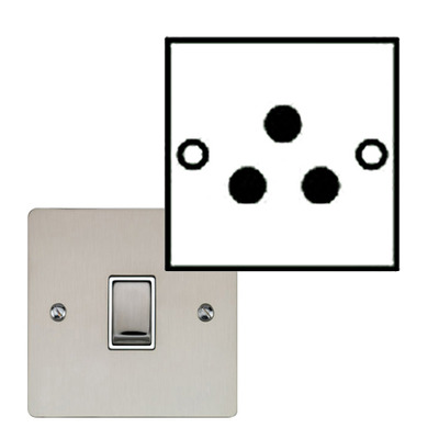 M Marcus Electrical Elite Flat Plate Lamp Sockets (Un-Switched Round Pin), Satin Nickel (Matt), Black Or White Trim - T05.982.SN SATIN NICKEL - BLACK INSET TRIM