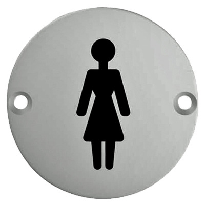 Eurospec Female Symbol Sign, Polished Stainless Steel OR Satin Stainless Steel Finish - SEX1012 SATIN FINISH