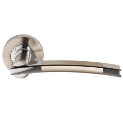 Excel Orpheus Dual Finish Polished Chrome & Satin Nickel Door Handles - 3635 (sold in pairs) POLISHED CHROME & SATIN NICKEL