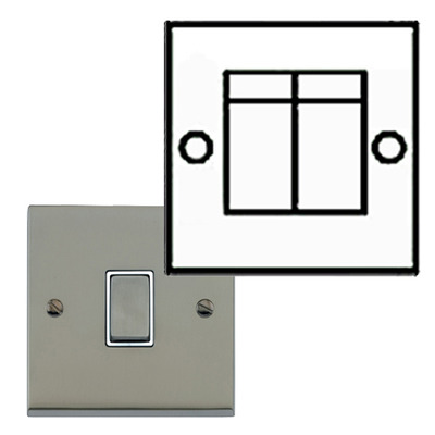 M Marcus Electrical Victorian Raised Plate 2 Gang Telephone & Data Sockets, Satin Nickel Finish, Black Or White Inset Trims - R05.856/857 SATIN NICKEL - SECONDARY LINE, BLACK INSET TRIM