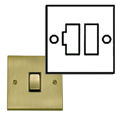 M Marcus Electrical Victorian Raised Plate Fused Spur (Switched), Antique Brass, Black Inset Trim - R91.835.ABBK ANTIQUE BRASS - BLACK INSET TRIM