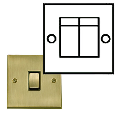 M Marcus Electrical Victorian Raised Plate 2 Gang Telephone & Data Sockets, Antique Brass Finish, Black Inset Trims - R91.956/957 ANTIQUE BRASS - SECONDARY LINE