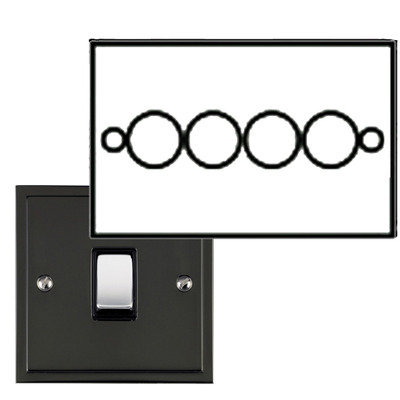 M Marcus Electrical Elite Stepped Plate 4 Gang Dimmer Switch, Black Nickel & Polished Chrome, 250 Watts OR 400 Watts - S06.974 BLACK NICKEL - 250 WATTS