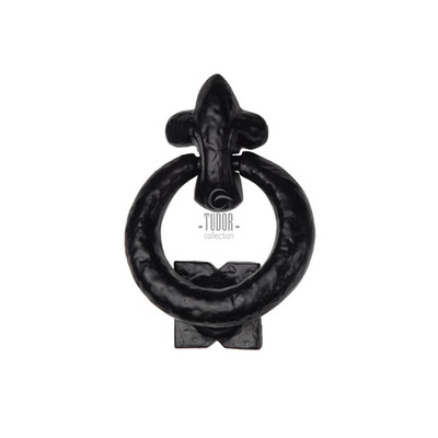 M Marcus Tudor Collection Ring Door Knocker (127mm), Rustic Black Iron - TC335 RUSTIC BLACK IRON - 127mm