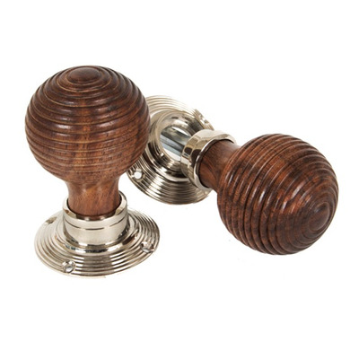 From The Anvil Beehive Mortice/Rim Knob Set, Rosewood & Polished Nickel - 83635 (sold in pairs) ROSEWOOD & POLISHED NICKEL