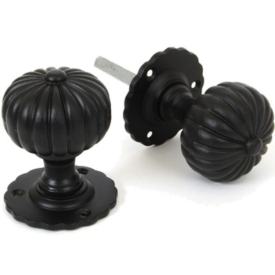 From The Anvil Flower Mortice Knob Set, Black - 83560 (sold in pairs) BLACK