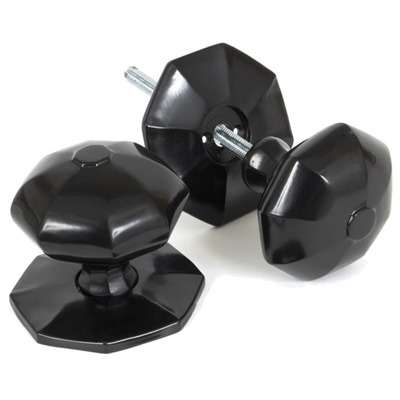 From The Anvil Large Octagonal Mortice/Rim Knob Set, Black - 33065 (sold in pairs) BLACK