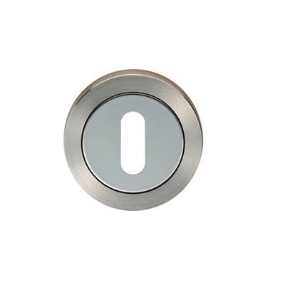 Eurospec Standard Profile Escutcheon, Dual Finish Polished Stainless Steel & Satin Stainless Steel - SWL103DUO POLISHED STAINLESS STEEL & SATIN STAINLESS STEEL - STANDARD PROFILE ESCUTCHEON (KEY HOLE)