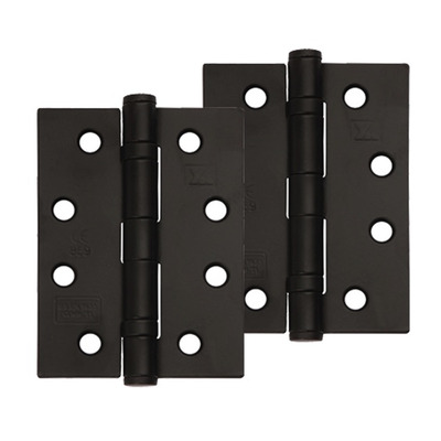 Excel Hardware 4 Inch Fire Rated Solid Steel Ball Bearing Hinges, Black Powder Coated - XL869-BLK (sold in pairs) BLACK POWDER COATED