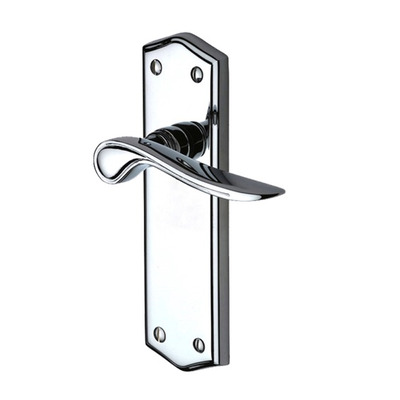 M Marcus Project Hardware Chester Design Door Handles On Backplate, Polished Chrome - PR2400-PC (sold in pairs) LOCK (WITH KEYHOLE)