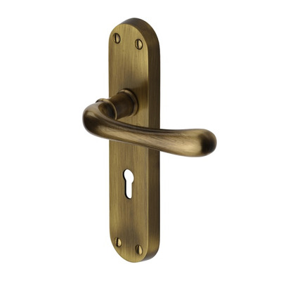 Heritage Brass Luna Antique Brass Door Handles - LUN5300-AT (sold in pairs) LOCK (WITH KEYHOLE)