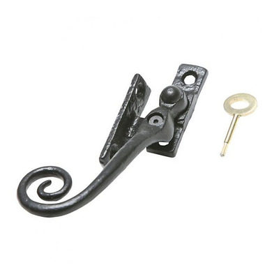 Kirkpatrick Black Antique Malleable Iron Locking Monkey Tail Casement Fastener - AB1165 BLACK ANTIQUE - LEFT HAND