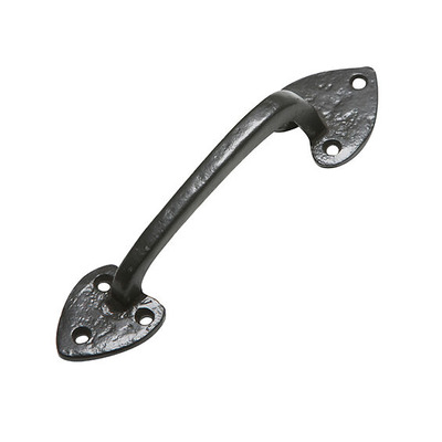 Kirkpatrick Black Antique Malleable Iron Pull Handle On Backplate (191mm x 64mm) - AB3603 BLACK ANTIQUE - 7.5"