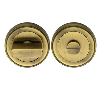 Heritage Brass Art Deco Style Round 53mm Diameter Turn & Release, Antique Brass Finish - ERD7030-AT ANTIQUE BRASS