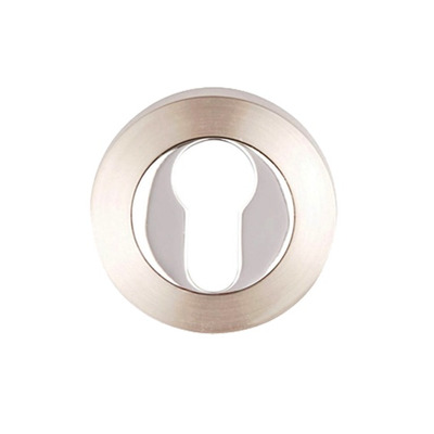 Excel Euro Profile Escutcheon, Dual Finish Satin Nickel & Polished Chrome - 3623SNPC (sold in pairs) DUAL FINISH - SATIN NICKEL & POLISHED CHROME - EURO PROFILE (CYLINDER HOLE)
