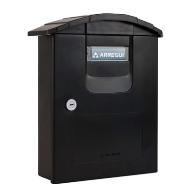 Arregui Costa Plastic Mailbox (345mm x 260mm x 100mm), Black - L27367 BLACK