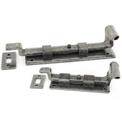From The Anvil Cranked Fishtail Door Bolt (4" OR 6"), Pewter - 33659 PEWTER - 4"