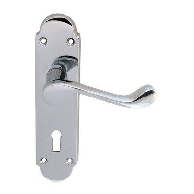 Carlisle Brass Oakley Door Handles On Backplate, Polished Chrome - DL167CP (sold in pairs) LOCK (WITH KEYHOLE)