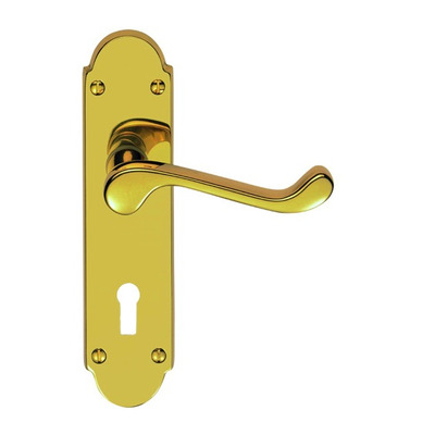 Carlisle Brass Oakley Door Handles On Backplate, PVD Stainless Brass - DL167PVD (sold in pairs) LOCK (WITH KEYHOLE)