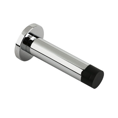 Zoo Hardware Cylinder Door Stop With Rose (70mm), Polished Chrome - ZAB07CP POLISHED CHROME