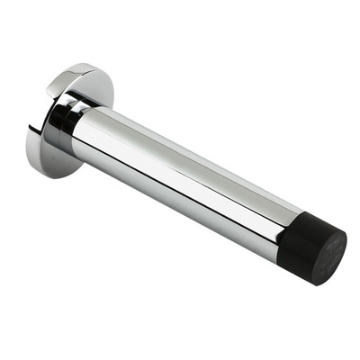 Zoo Hardware Cylinder Door Stop With Rose (80mm), Polished Chrome - ZAB09CP POLISHED CHROME