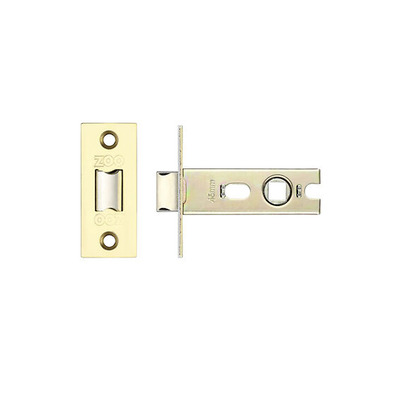 Zoo Hardware Fire Rated Contract Sprung Tubular Latches (Bolt Through) - PVD Stainless Brass - PRTL64FDPVD 76mm (3 INCH) - PVD POLISHED BRASS - RADIUS FOREND