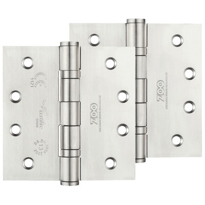 Zoo Hardware 4 Inch Grade 13 Ball Bearing Hinge, Satin Stainless Steel - ZHSS244S (sold in pairs) SATIN STAINLESS STEEL - 102mm x 102mm x 3mm