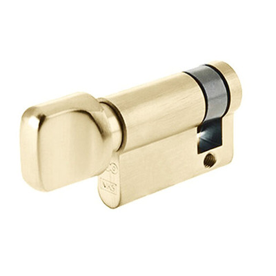 Zoo Hardware Vier Precision Euro Profile Single Body Cylinder Turn Only, Polished Brass - V5EP40STPB - 45mm