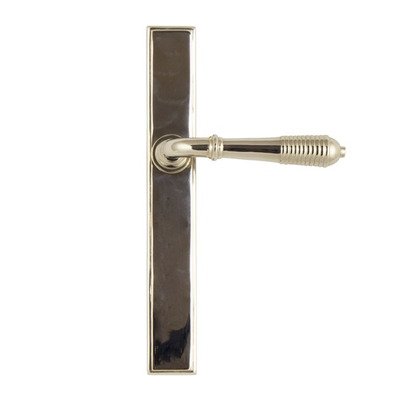 From The Anvil Reeded Slimline Lever Latch Set, Sprung Door Handles, Polished Nickel - 45425 (sold in pairs) POLISHED NICKEL