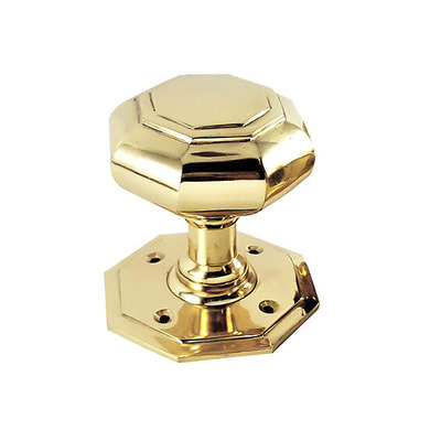 Spira Brass Octagonal Mortice Door Knob (83mm), Polished Brass - SB2110PB (sold in pairs) POLISHED BRASS