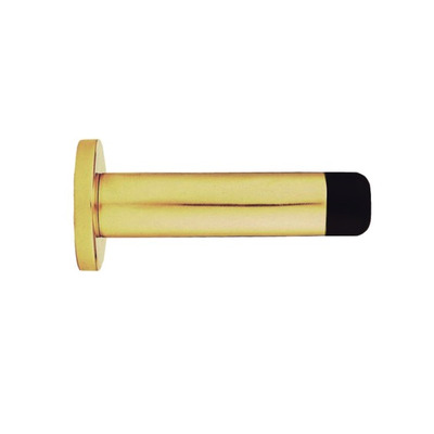 Carlisle Brass Cylinder Wall Mounted Door Stop With Rose (70mm OR 83mm Projection), Polished Brass - AA21 POLISHED BRASS - 70mm
