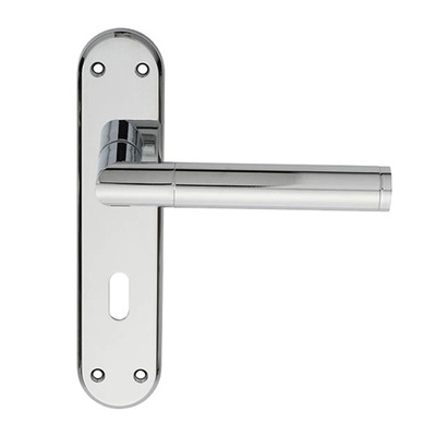 Carlisle Brass Serozzetta Scope Door Handles On Backplate, Polished Chrome - SZM044CP (sold in pairs) EURO PROFILE LOCK (WITH CYLINDER HOLE)